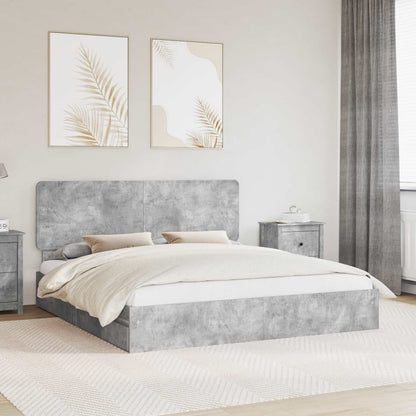Letto con Contenitore con testiera Grigio cemento 180 x 200 cm