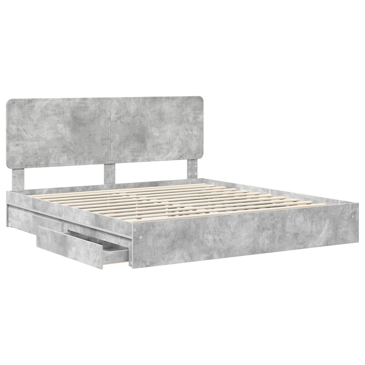 Letto con Contenitore con testiera Grigio cemento 180 x 200 cm