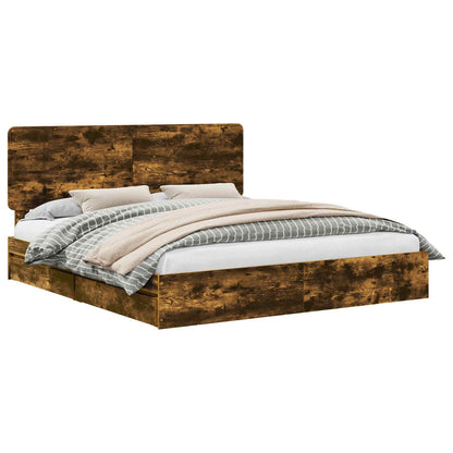 Letto con Contenitore con testiera Rovere fumÃ© 180 x 200 cm