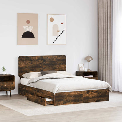 Letto con Contenitore con testiera Rovere fumÃ© 160 x 200 cm