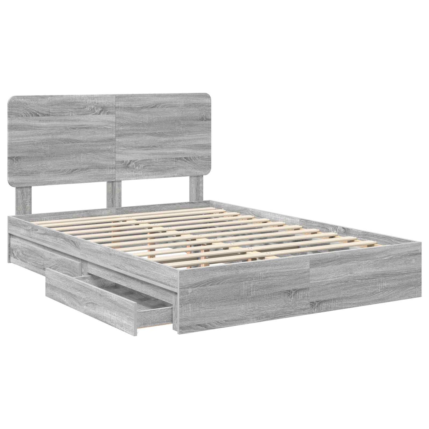 Letto con Contenitore con testiera Grigio Sonoma 160 x 200 cm
