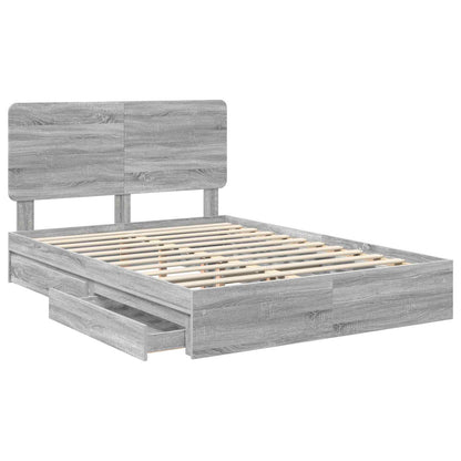 Letto con Contenitore con testiera Grigio Sonoma 160 x 200 cm