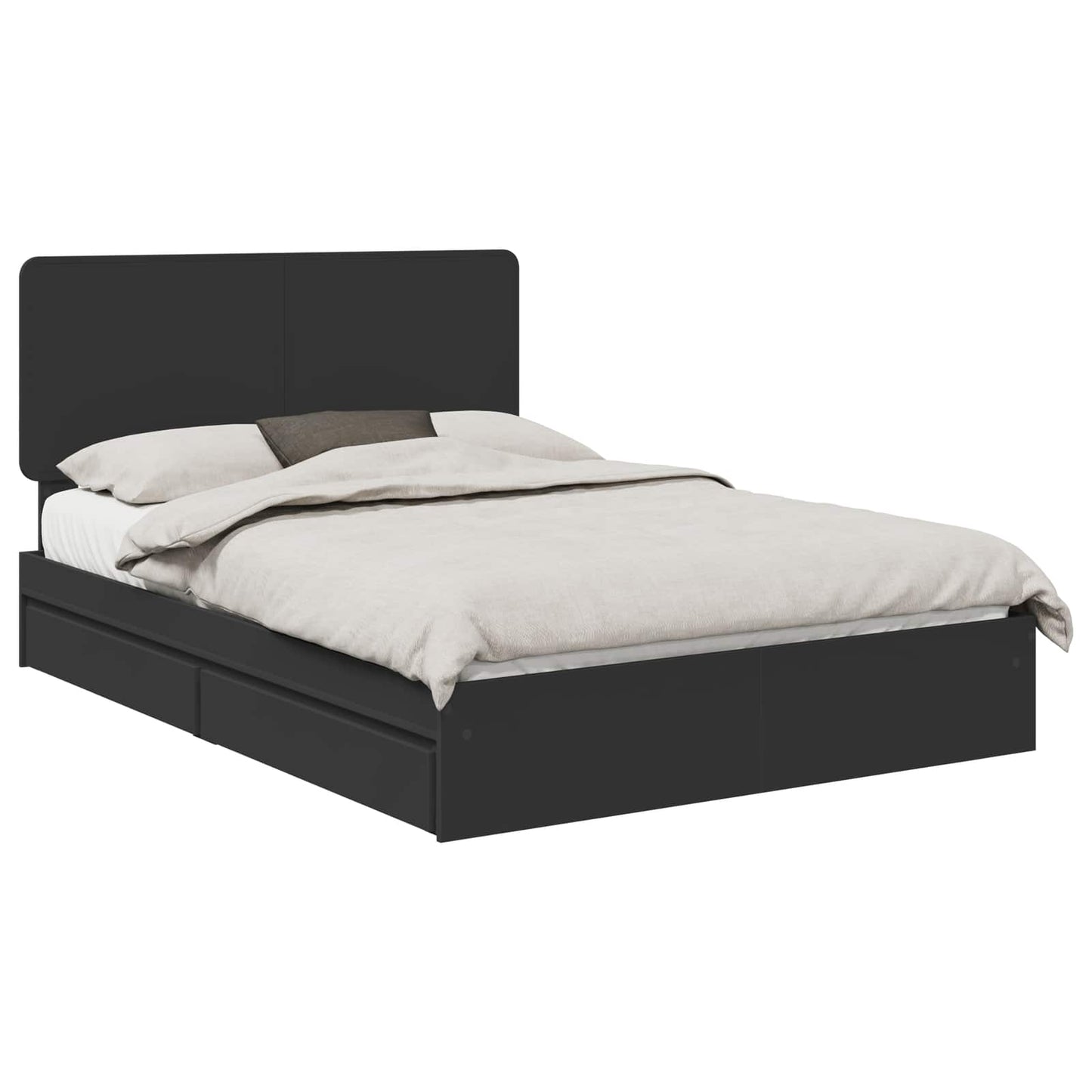 Letto con Contenitore Nero 150 x 200 cm Legno multistrato