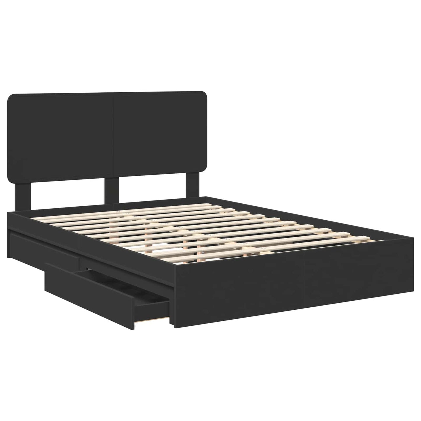 Letto con Contenitore Nero 150 x 200 cm Legno multistrato