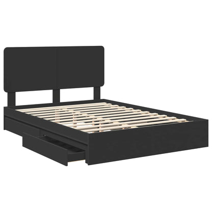 Letto con Contenitore Nero 150 x 200 cm Legno multistrato