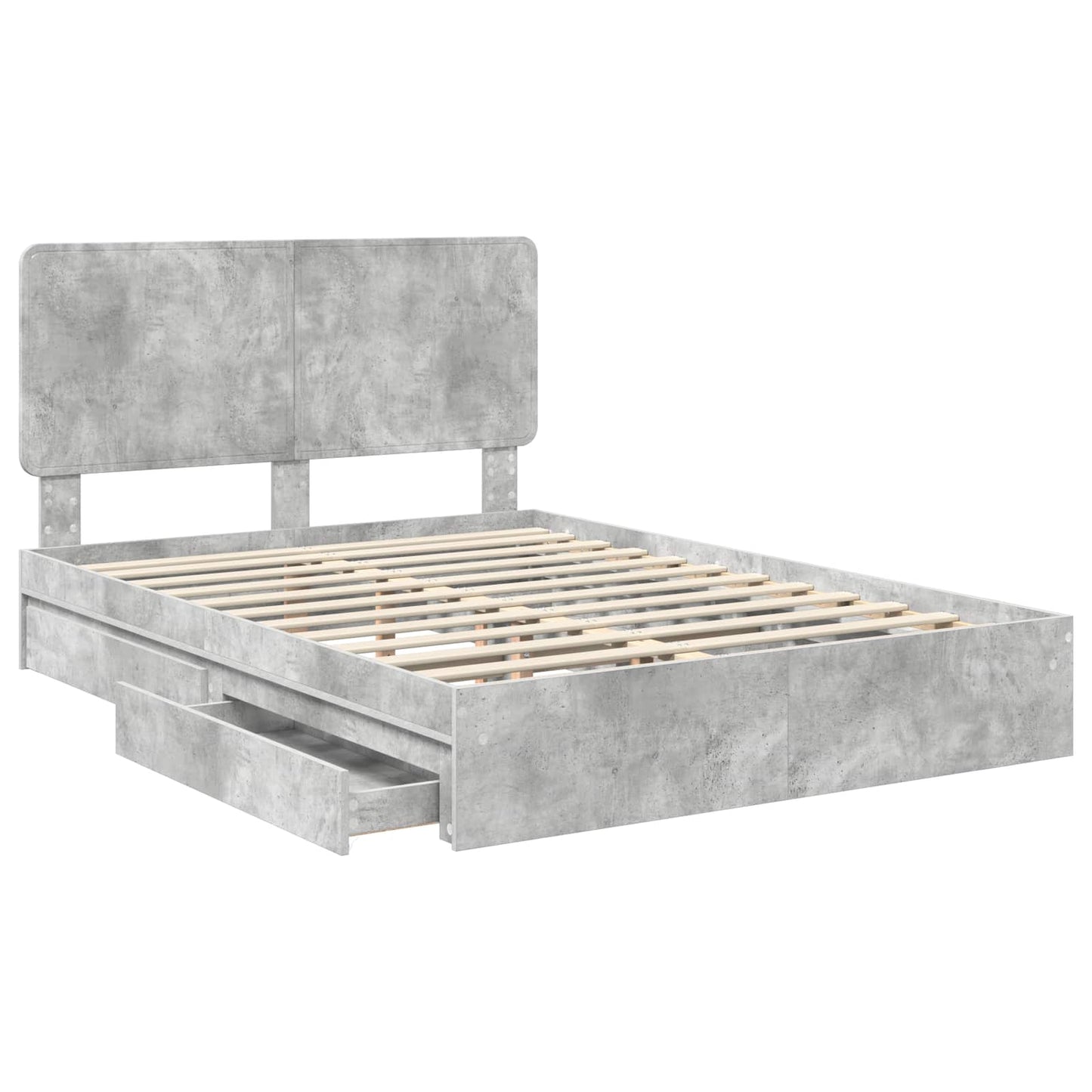 Letto con Contenitore con testiera Grigio cemento 150 x 200 cm