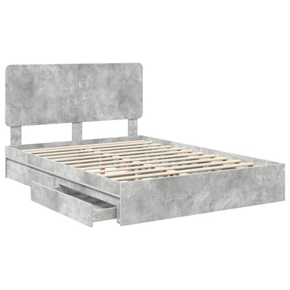 Letto con Contenitore con testiera Grigio cemento 150 x 200 cm