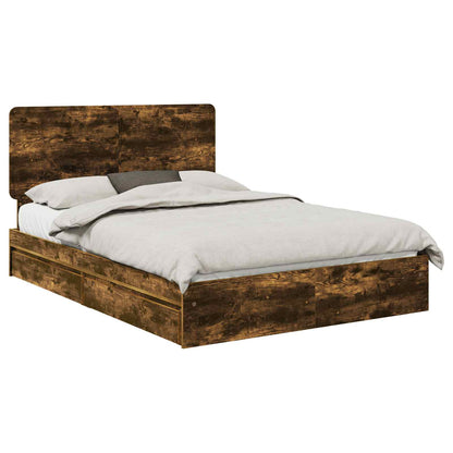 Letto con Contenitore con testiera Rovere fumÃ© 150 x 200 cm