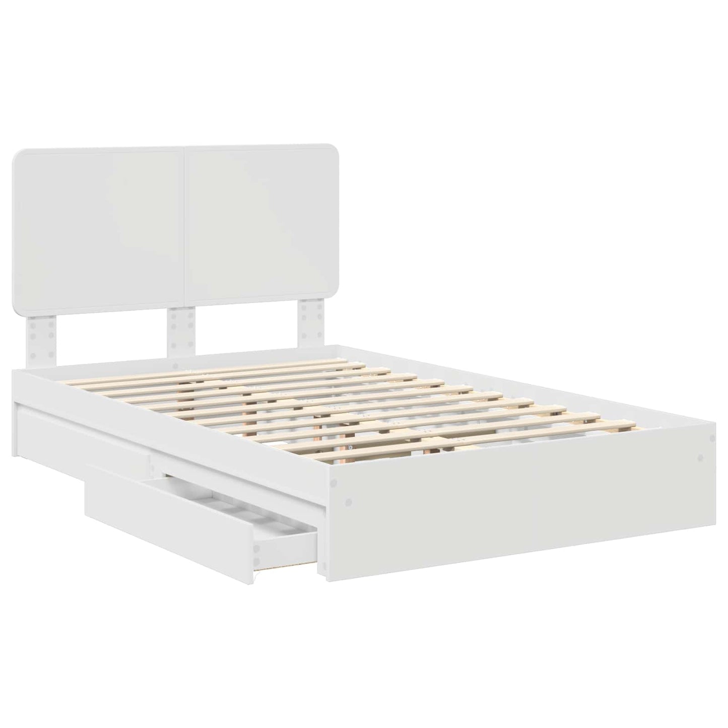 Letto con Contenitore Bianco 135 x 190 cm Legno multistrato