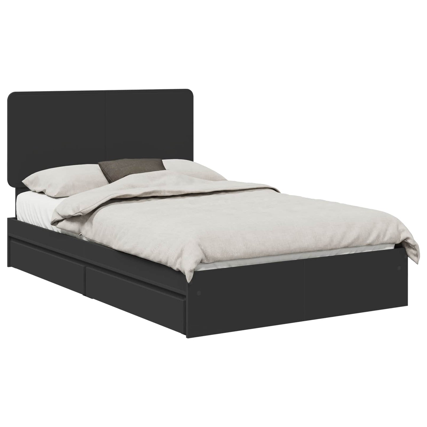 Letto con Contenitore Nero 135 x 190 cm Legno multistrato