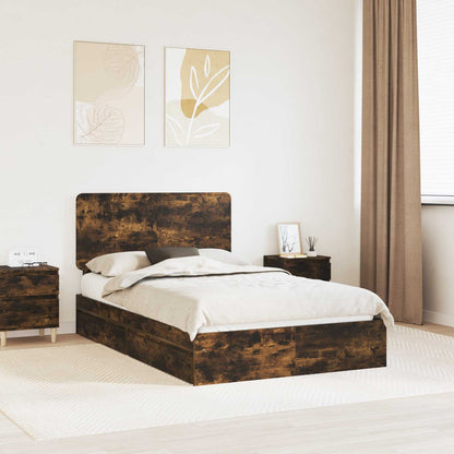 Letto con Contenitore con testiera Rovere fumÃ© 135 x 190 cm