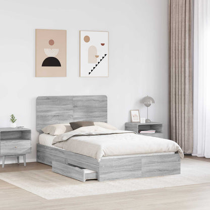 Letto con Contenitore con testiera Grigio Sonoma 135 x 190 cm