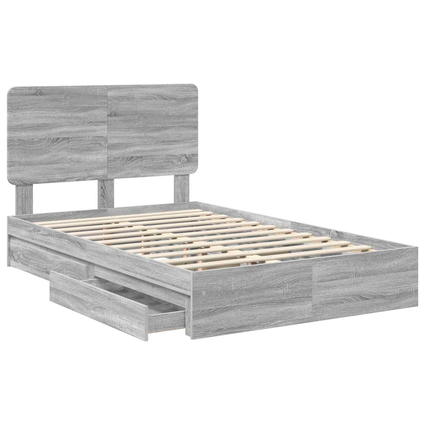 Letto con Contenitore con testiera Grigio Sonoma 135 x 190 cm