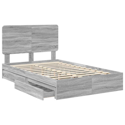Letto con Contenitore con testiera Grigio Sonoma 135 x 190 cm