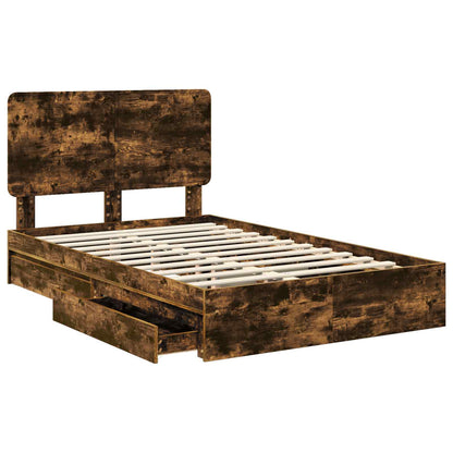 Letto con Contenitore con testiera Rovere fumé 120 x 200 cm