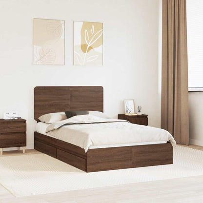 Letto con Contenitore con testiera Rovere Marrone 120 x 200 cm