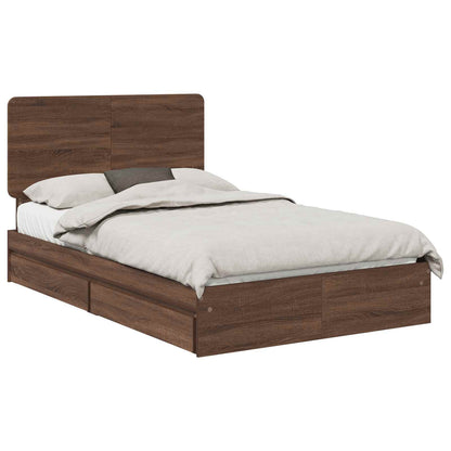 Letto con Contenitore con testiera Rovere Marrone 120 x 200 cm