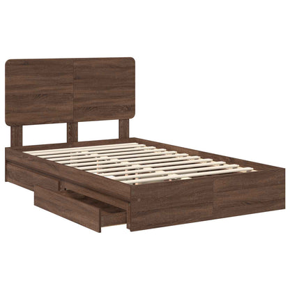 Letto con Contenitore con testiera Rovere Marrone 120 x 200 cm