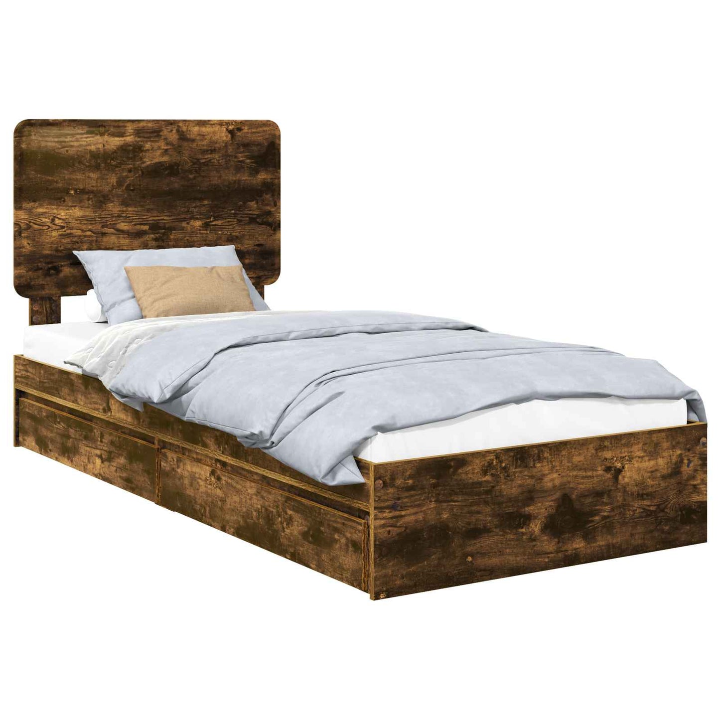 Letto con Contenitore con testiera Rovere fumÃ© 100 x 200 cm
