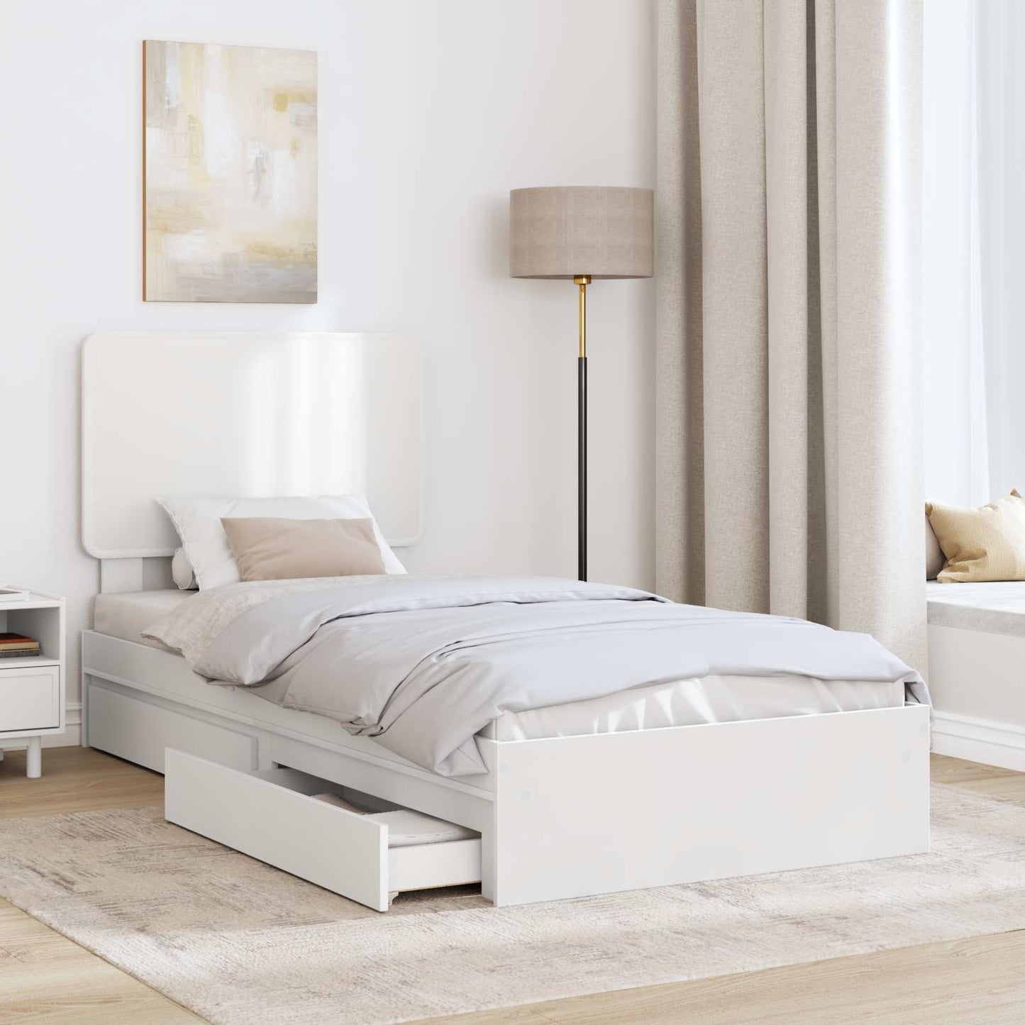 Letto con Contenitore Bianco 90 x 200 cm Legno multistrato