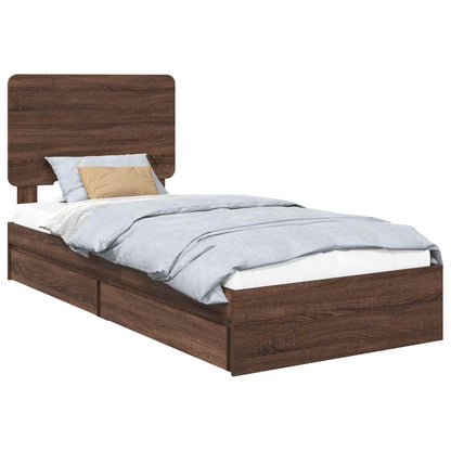 Letto con Contenitore con testiera Rovere Marrone 90 x 200 cm