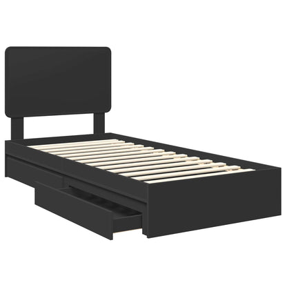 Letto con Contenitore Nero 90 x 190 cm Legno multistrato