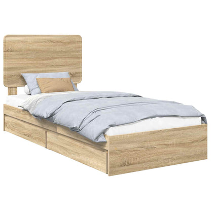 Letto con Contenitore con testiera Rovere Sonoma 90 x 190 cm