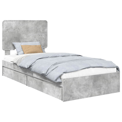 Letto con Contenitore con testiera Grigio cemento 90 x 190 cm