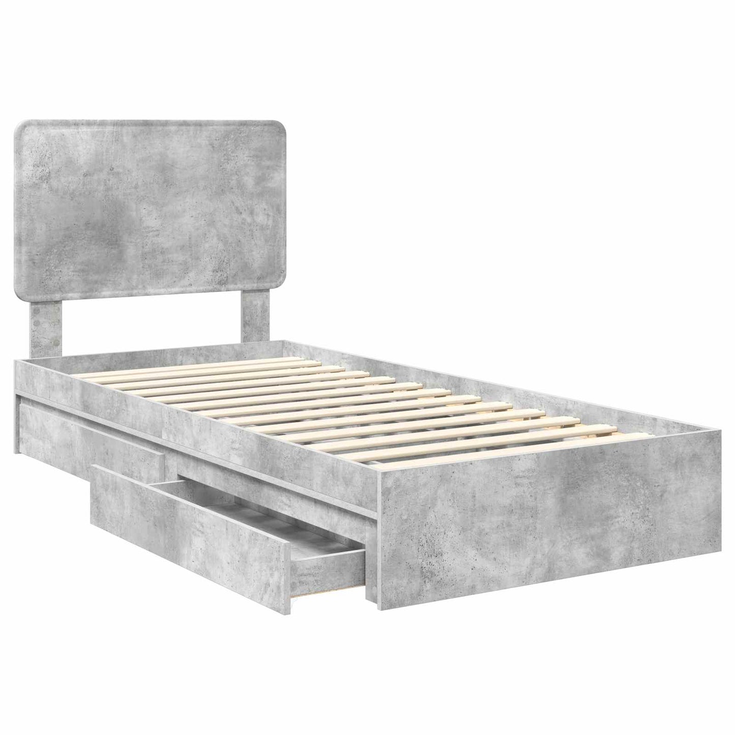 Letto con Contenitore con testiera Grigio cemento 90 x 190 cm