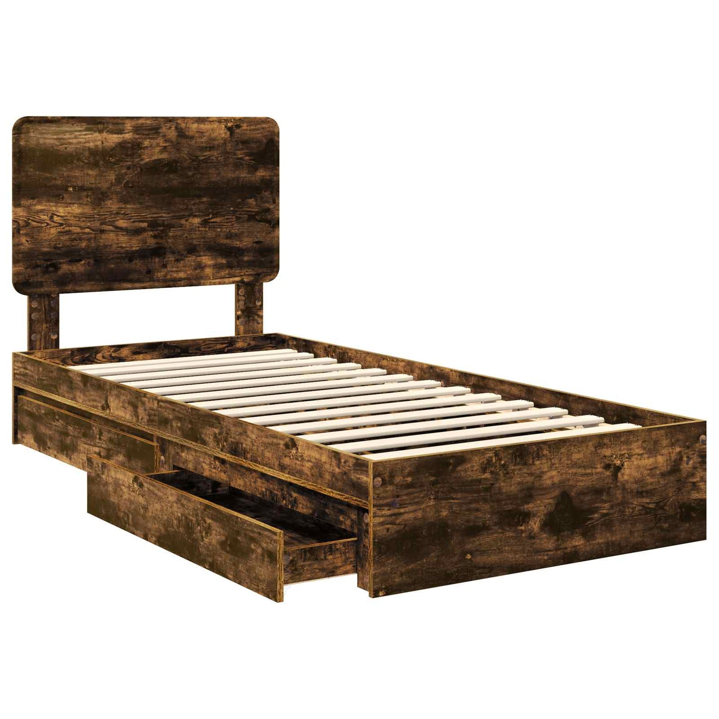 Letto con Contenitore Rovere fumÃ© 90 x 190 cm Legno multistrato