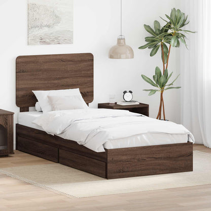 Letto con Contenitore con testiera Rovere Marrone 90 x 190 cm