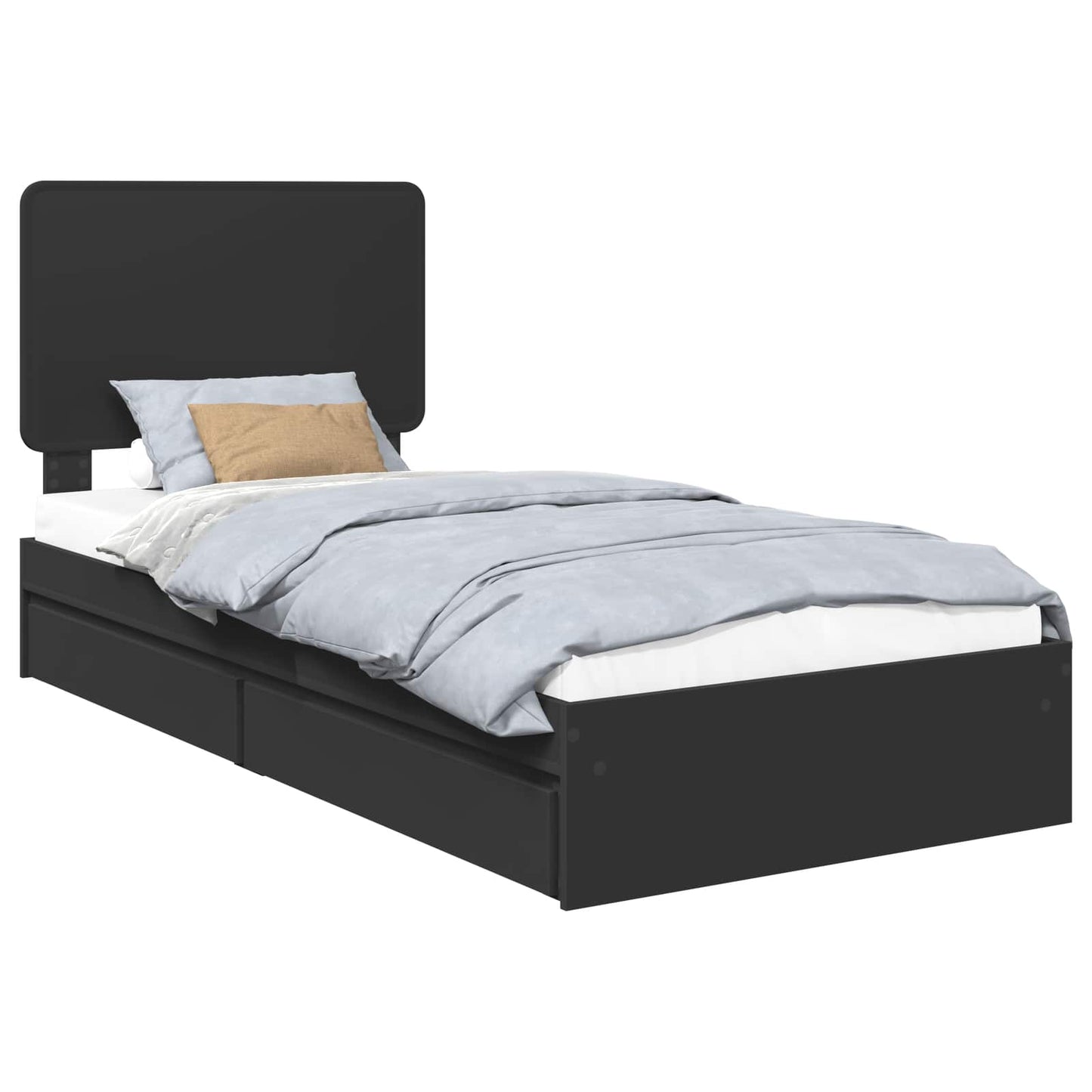 Letto con Contenitore Nero 75 x 190 cm Legno multistrato