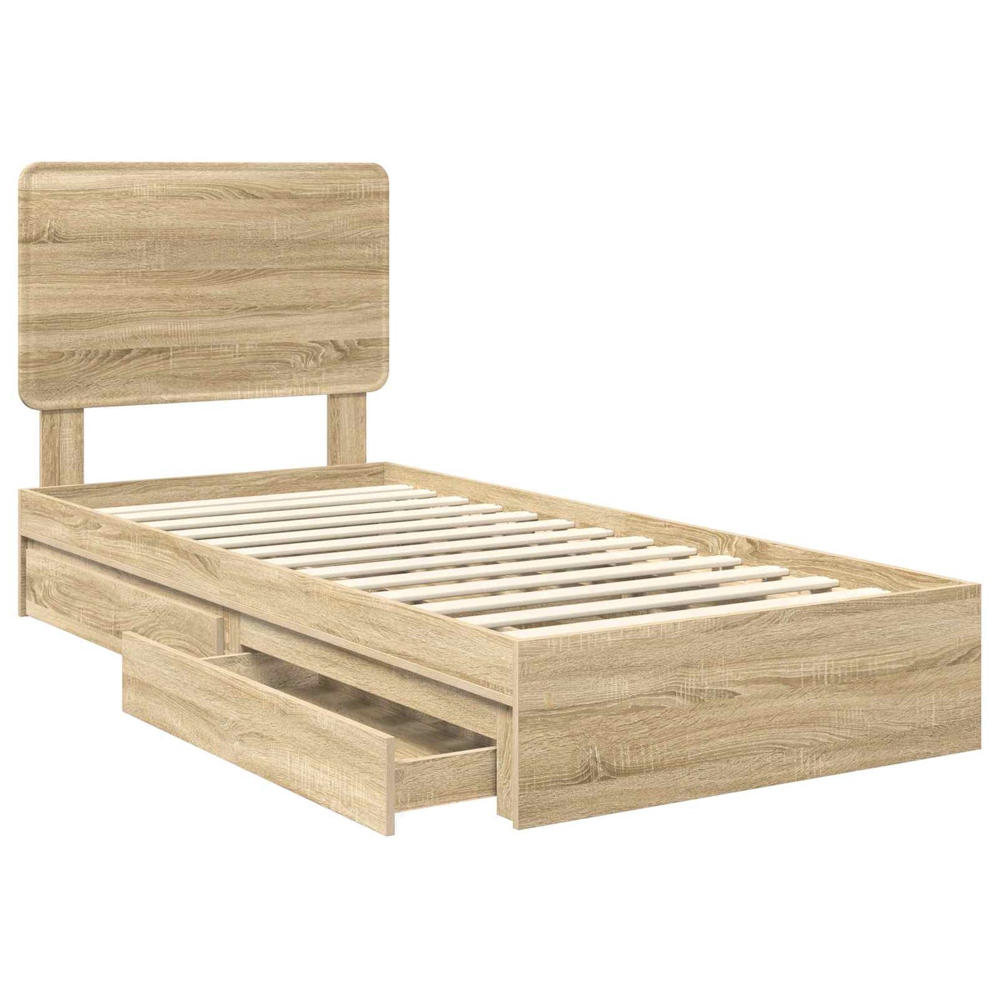 Letto con Contenitore con testiera Rovere Sonoma 75 x 190 cm