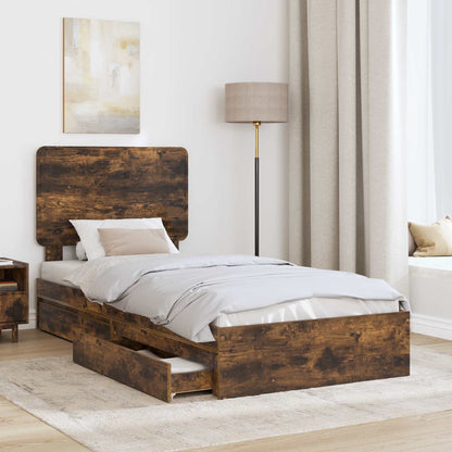Letto con Contenitore Rovere fumÃƒÂ© 75 x 190 cm Legno multistrato