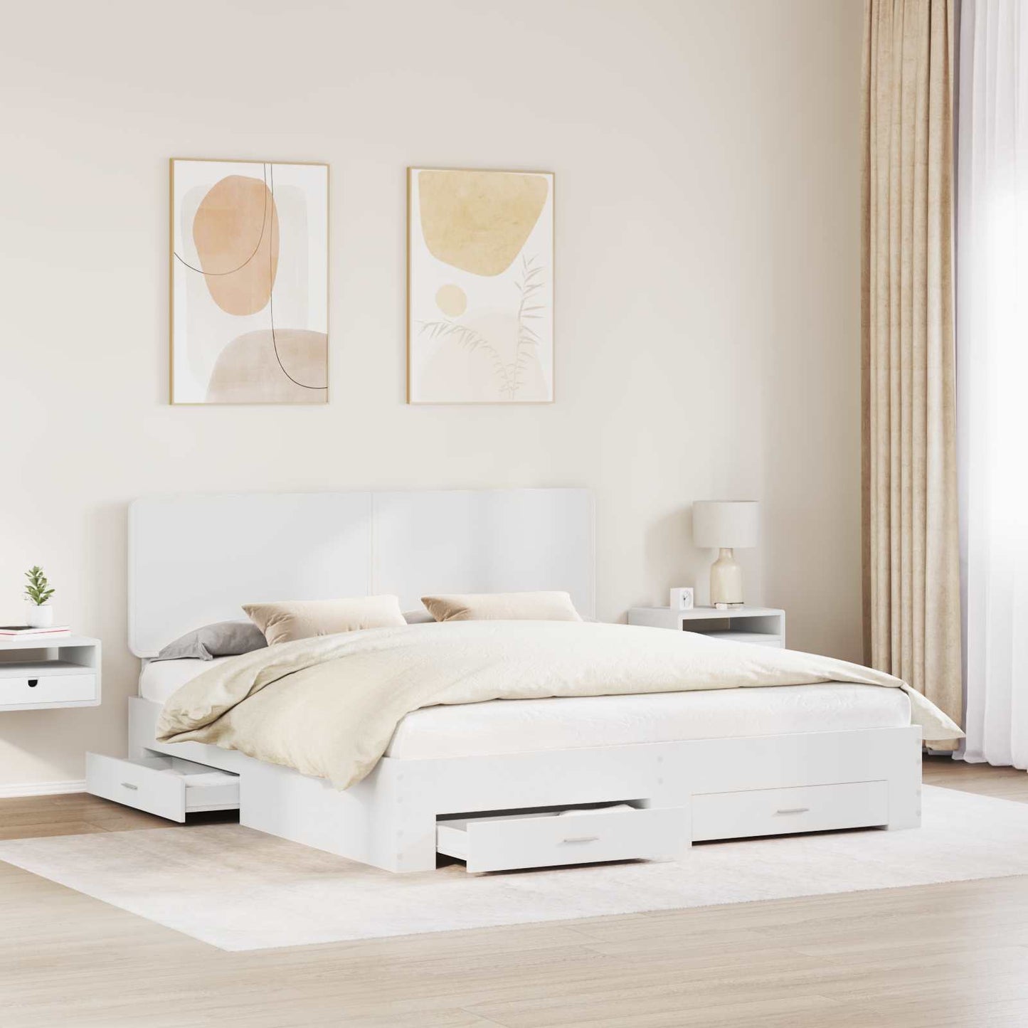 Struttura del letto Bianco 200 x 200 cm Legno multistrato