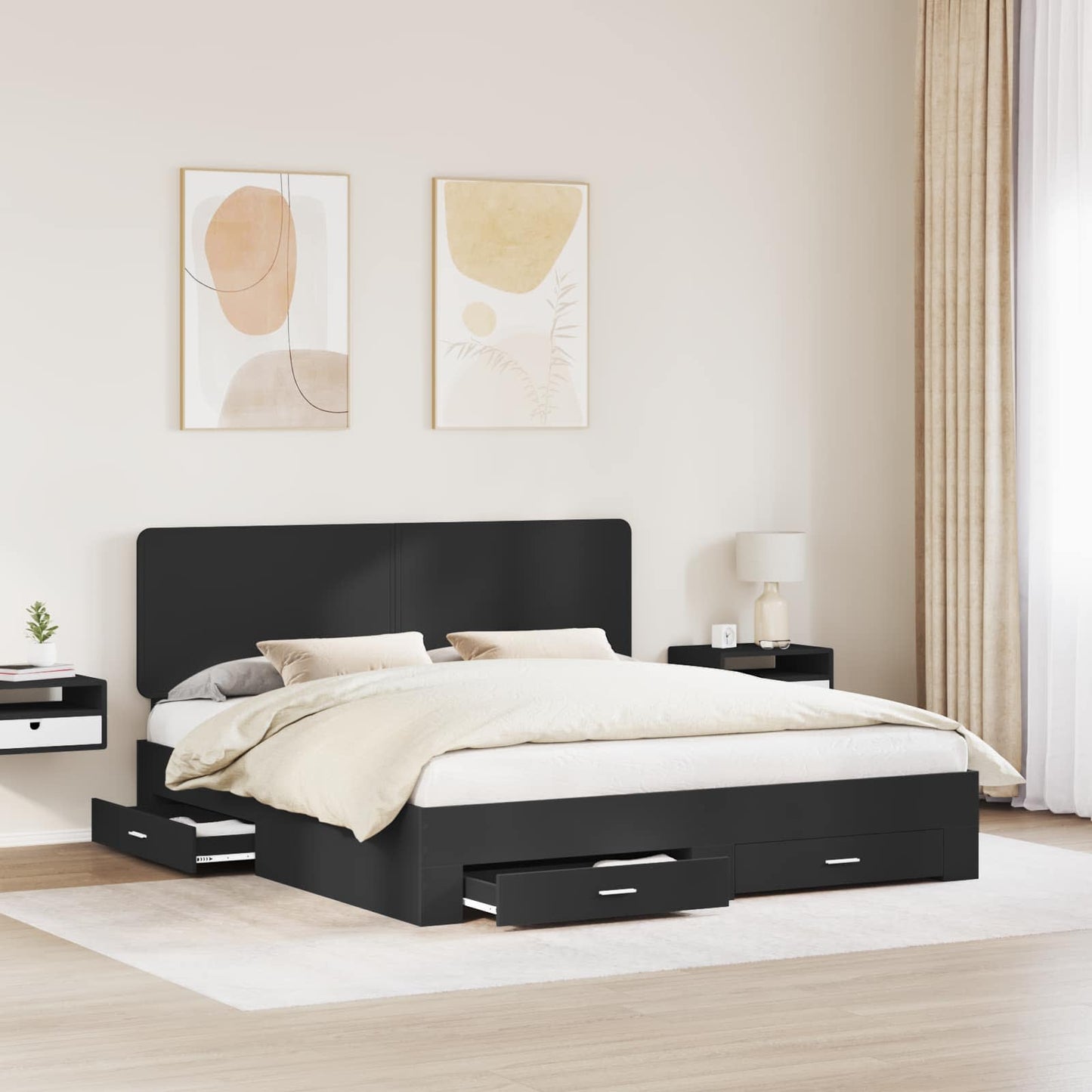 Struttura del letto Nero 200 x 200 cm Legno multistrato
