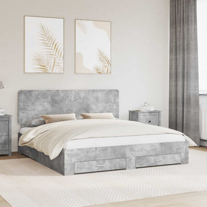 Struttura del letto con testiera Grigio cemento 200 x 200 cm