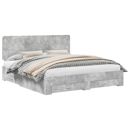 Struttura del letto con testiera Grigio cemento 200 x 200 cm