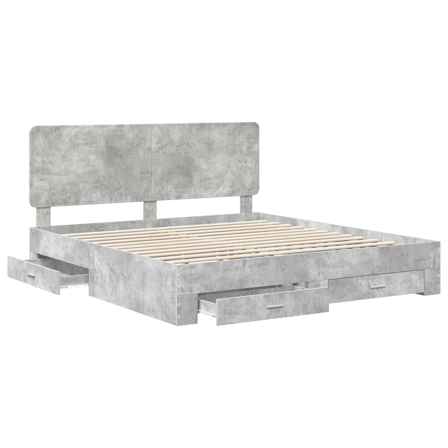 Struttura del letto con testiera Grigio cemento 200 x 200 cm