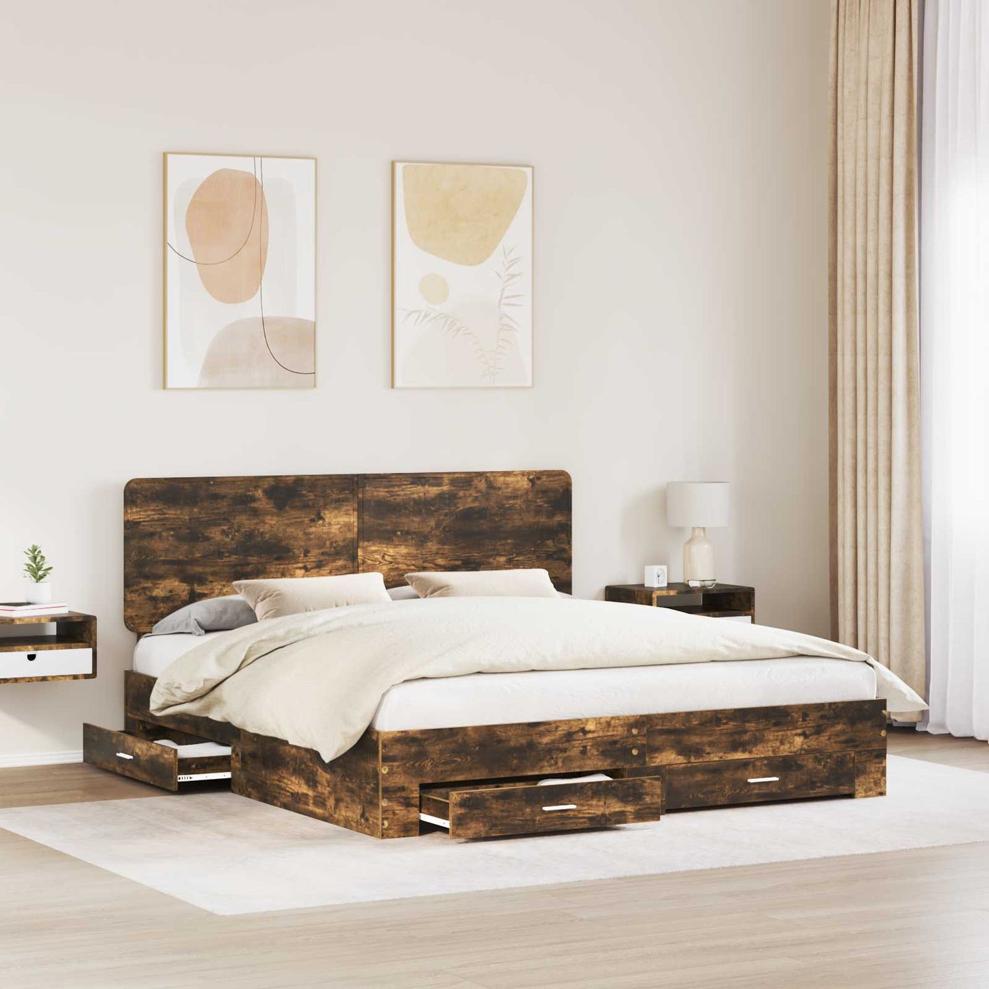 Struttura del letto Rovere fumÃ© 200 x 200 cm Legno multistrato