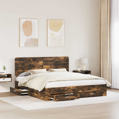 Struttura del letto Rovere fumÃ© 200 x 200 cm Legno multistrato