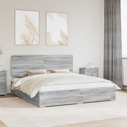 Struttura del letto con testiera Grigio Sonoma 200 x 200 cm