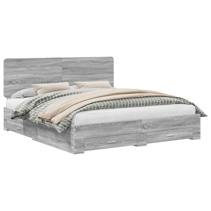 Struttura del letto con testiera Grigio Sonoma 200 x 200 cm