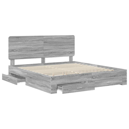 Struttura del letto con testiera Grigio Sonoma 200 x 200 cm