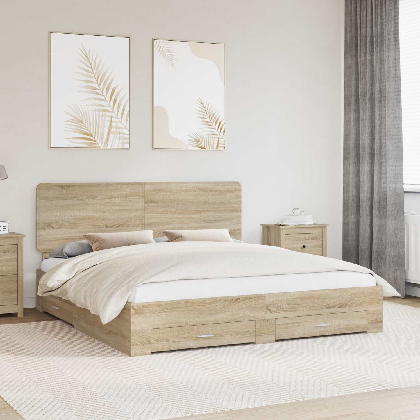 Struttura del letto con testiera Rovere Sonoma 180 x 200 cm