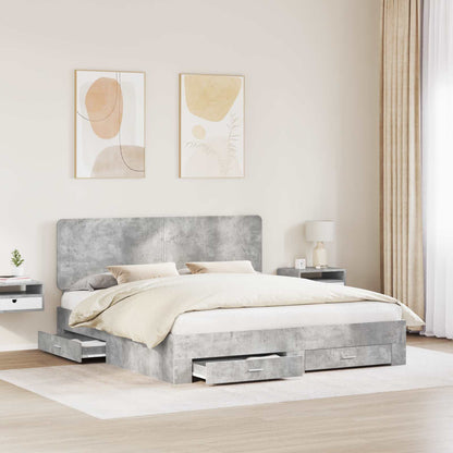 Struttura del letto con testiera Grigio cemento 180 x 200 cm