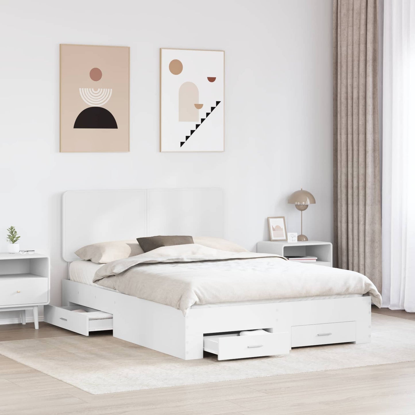 Struttura del letto Bianco 160 x 200 cm Legno multistrato
