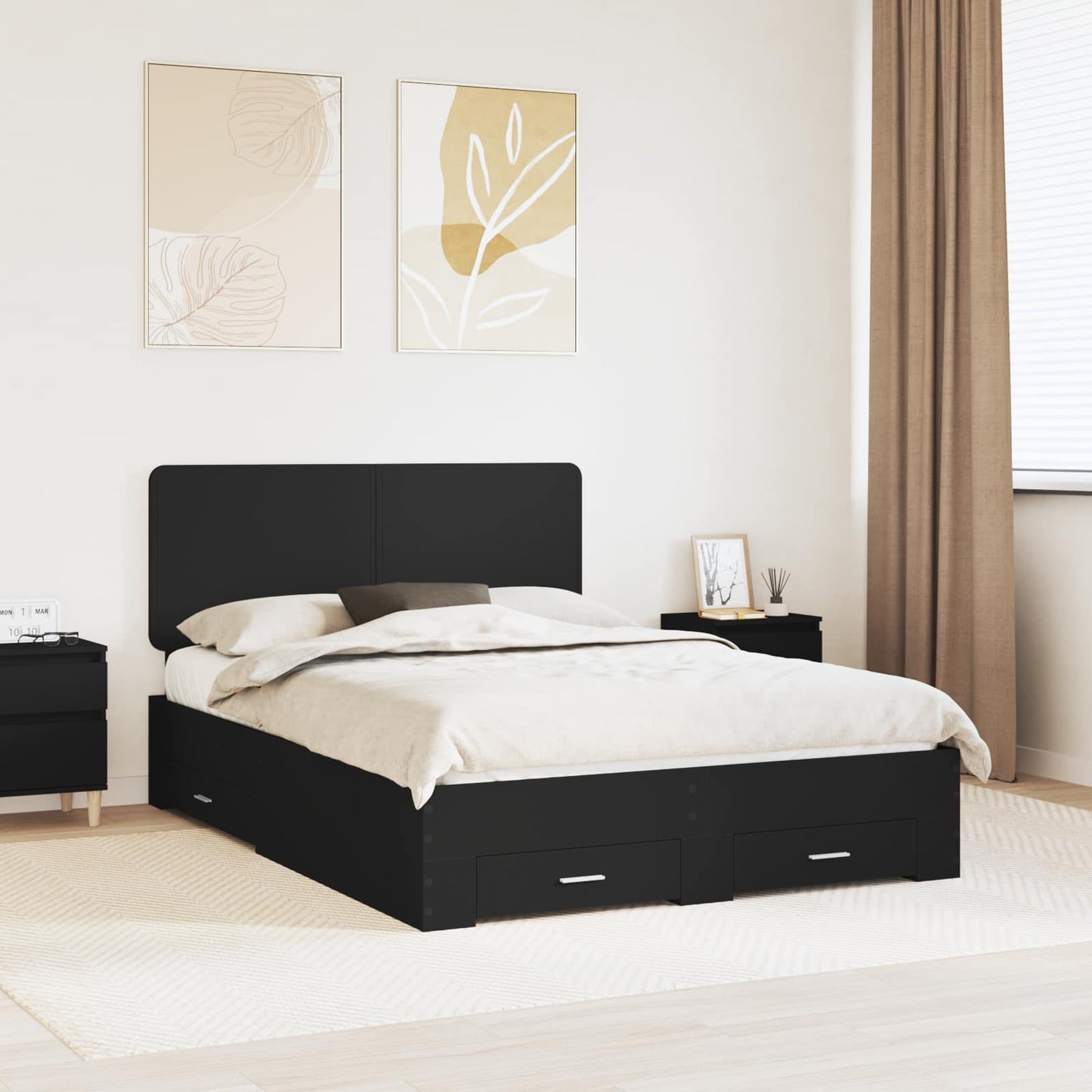 Struttura del letto Nero 160 x 200 cm Legno multistrato