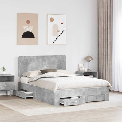 Struttura del letto con testiera Grigio cemento 150 x 200 cm