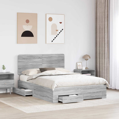 Struttura del letto con testiera Grigio Sonoma 150 x 200 cm